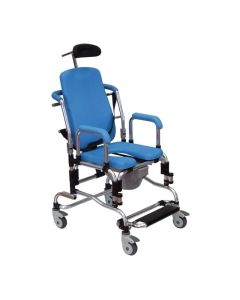 Sedia da doccia e da comodo con ruote e poggiatesta