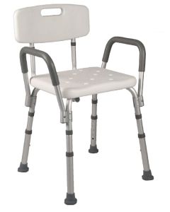 Sedia doccia con schienale e braccioli estraibili