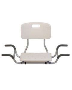 Sedile in plastica con schienale e telaio in alluminio