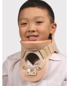 Collare cervicale bivalve con foro tracheale pediatrico