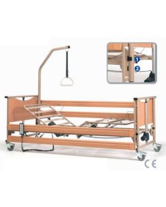 Letto a 3 snodi/4 sezioni, altezza variabile, movimentazione elettrica totale.