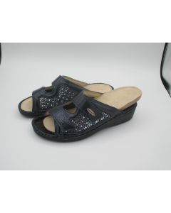 Ciabatta In Naplack Colore Blu Donna