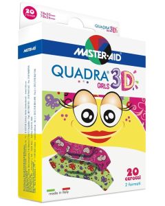 Master-Aid Cerotto Quadra 3D Girls 20 Pezzi Assortiti