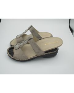 Ciabatta in Camoscio Stampato Colore Tortora Donna