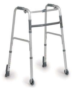 Deambulatore pieghevole con un pulsante e sistema autobloccante