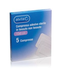 Alvita Garza Compressa Adesiva Sterile Bianco 10x6cm 5 Pezzi