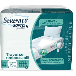 Serenity Soft Dry Sensitive Traversa Assorbente Super 80x180 15 Pezzi, Traverse  letto